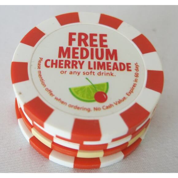 SONIC DRIVE IN 5 Poker Chips FREE MEDIUM CHERRY LIMEADE Mint Collectible Toy - Picture 4 of 5